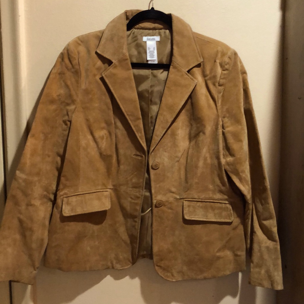 Liz & Co Light Cream/ Caramel Suede Jacket